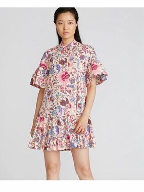 AMUR Floral Mini Dress - Pink and Blue